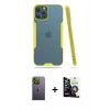 MARSİLYAN™- iPhone 12 Pro Max Kılıf Atlas Asil Serisi - Şeffaf Temperli Cam Ekran Koruyucu + Neon Fosforlu Kamera Lens - YL