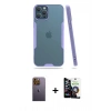 MARSİLYAN™- iPhone 12 Pro Max Kılıf Atlas Asil Serisi - Şeffaf Temperli Cam Ekran Koruyucu + Neon Fosforlu Kamera Lens - SI