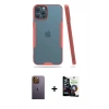 MARSİLYAN™- iPhone 12 Pro Max Kılıf Atlas Asil Serisi - Şeffaf Temperli Cam Ekran Koruyucu + Neon Fosforlu Kamera Lens - SI