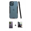 MARSİLYAN™- iPhone 12 Pro Max Kılıf Atlas Asil Serisi - Şeffaf Temperli Cam Ekran Koruyucu + Neon Fosforlu Kamera Lens - YL