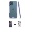 MARSİLYAN™- iPhone 12 Pro Max Kılıf Atlas Asil Serisi - Şeffaf Uv Polymer Nano Ekran Koruyucu + Neon Fosforlu Kamera Lens - BZ