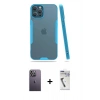 MARSİLYAN™- iPhone 12 Pro Max Kılıf Atlas Asil Serisi - Şeffaf Uv Polymer Nano Ekran Koruyucu + Neon Fosforlu Kamera Lens - BZ
