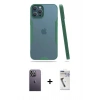 MARSİLYAN™- iPhone 12 Pro Max Kılıf Atlas Asil Serisi - Şeffaf Uv Polymer Nano Ekran Koruyucu + Neon Fosforlu Kamera Lens - BZ