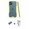 MARSİLYAN™- iPhone 12 Pro Max Kılıf Atlas Asil Serisi - Şeffaf Uv Polymer Nano Ekran Koruyucu + Gold Shine Kamera Lens Koruma Cam