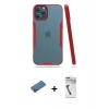 MARSİLYAN™- iPhone 12 Pro Max Kılıf Atlas Asil Serisi - Şeffaf Uv Polymer Nano Ekran Koruyucu + Gold Shine Kamera Lens Koruma Cam