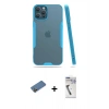 MARSİLYAN™- iPhone 12 Pro Max Kılıf Atlas Asil Serisi - Şeffaf Uv Polymer Nano Ekran Koruyucu + Gold Shine Kamera Lens Koruma Cam