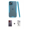 MARSİLYAN™- iPhone 12 Pro Max Kılıf Atlas Asil Serisi - Şeffaf Uv Polymer Nano Ekran Koruyucu + Neon Fosforlu Kamera Lens - TU