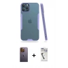 MARSİLYAN™- iPhone 12 Pro Max Kılıf Atlas Asil Serisi - Şeffaf Uv Polymer Nano Ekran Koruyucu + Neon Fosforlu Kamera Lens - SI