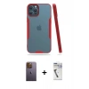 MARSİLYAN™- iPhone 12 Pro Max Kılıf Atlas Asil Serisi - Şeffaf Uv Polymer Nano Ekran Koruyucu + Neon Fosforlu Kamera Lens - SI
