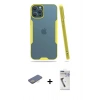 MARSİLYAN™- iPhone 12 Pro Max Kılıf Atlas Asil Serisi - Şeffaf Uv Polymer Nano Ekran Koruyucu + Renkli Kamera Lens Koruma Cam - SI