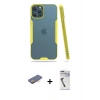 MARSİLYAN™- iPhone 12 Pro Max Kılıf Atlas Asil Serisi - Şeffaf Uv Polymer Nano Ekran Koruyucu + Renkli Kamera Lens Koruma Cam - TU
