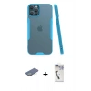 MARSİLYAN™- iPhone 12 Pro Max Kılıf Atlas Asil Serisi - Şeffaf Uv Polymer Nano Ekran Koruyucu + Renkli Kamera Lens Koruma Cam - YL