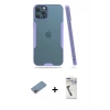 MARSİLYAN™- iPhone 12 Pro Max Kılıf Atlas Asil Serisi - Şeffaf Uv Polymer Nano Ekran Koruyucu + Shine Kamera Lens Koruma Cam - PE
