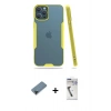 MARSİLYAN™- iPhone 12 Pro Max Kılıf Atlas Asil Serisi - Şeffaf Uv Polymer Nano Ekran Koruyucu + Siyah Shine Kamera Lens Koruma Cam