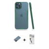 MARSİLYAN™- iPhone 12 Pro Max Kılıf Atlas Asil Serisi - Şeffaf Uv Polymer Nano Ekran Koruyucu + Siyah Shine Kamera Lens Koruma Cam