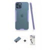 MARSİLYAN™- iPhone 12 Pro Max Kılıf Atlas Asil Serisi - Şeffaf Uv Polymer Nano Ekran Koruyucu + Siyah Shine Kamera Lens Koruma Cam