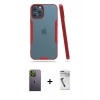 MARSİLYAN™- iPhone 12 Pro Max Kılıf Atlas Asil Serisi - Şeffaf Uv Polymer Nano Ekran Koruyucu + Yeşil Neon Fosforlu Kamera Lens