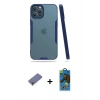 MARSİLYAN™- iPhone 12 Pro Max Kılıf Atlas Asil Serisi - Siyah 18D Cam Ekran Koruyucu + Metal Kamera Lens Koruma Cam - GD