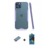MARSİLYAN™- iPhone 12 Pro Max Kılıf Atlas Asil Serisi - Siyah 18D Cam Ekran Koruyucu + Shine Kamera Lens Koruma Cam - GS