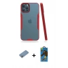 MARSİLYAN™- iPhone 12 Pro Max Kılıf Atlas Asil Serisi - Siyah 18D Cam Ekran Koruyucu + Shine Kamera Lens Koruma Cam - GS
