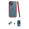 MARSİLYAN™- iPhone 12 Pro Max Kılıf Atlas Asil Serisi - Siyah 18D Cam Ekran Koruyucu + Metal Kamera Lens Koruma Cam - KI