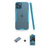 MARSİLYAN™- iPhone 12 Pro Max Kılıf Atlas Asil Serisi - Siyah 18D Cam Ekran Koruyucu + Pembe Shine Kamera Lens Koruma Cam
