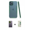 MARSİLYAN™- iPhone 12 Pro Max Kılıf Atlas Asil Serisi - Siyah 20D Premium Cam Ekran Koruyucu + Neon Fosforlu Kamera Lens - YL