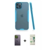 MARSİLYAN™- iPhone 12 Pro Max Kılıf Atlas Asil Serisi - Siyah 20D Premium Cam Ekran Koruyucu + Neon Fosforlu Kamera Lens - YL