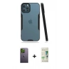 MARSİLYAN™- iPhone 12 Pro Max Kılıf Atlas Asil Serisi - Siyah 20D Premium Cam Ekran Koruyucu + Neon Fosforlu Kamera Lens - YL