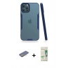 MARSİLYAN™- iPhone 12 Pro Max Kılıf Atlas Asil Serisi - Siyah 20D Premium Cam Ekran Koruyucu + Renkli Kamera Lens Koruma Cam - SI