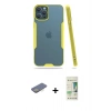 MARSİLYAN™- iPhone 12 Pro Max Kılıf Atlas Asil Serisi - Siyah 20D Premium Cam Ekran Koruyucu + Renkli Kamera Lens Koruma Cam - SI