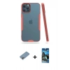 MARSİLYAN™- iPhone 12 Pro Max Kılıf Atlas Asil Serisi - Siyah 34D Izgaralı Cam + Shine Kamera Lens Koruma Cam - GI