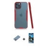 MARSİLYAN™- iPhone 12 Pro Max Kılıf Atlas Asil Serisi - Siyah 34D Izgaralı Cam + Shine Kamera Lens Koruma Cam - GI