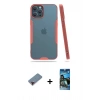 MARSİLYAN™- iPhone 12 Pro Max Kılıf Atlas Asil Serisi - Siyah 34D Izgaralı Cam + Metal Kamera Lens Koruma Cam - KI