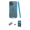 MARSİLYAN™- iPhone 12 Pro Max Kılıf Atlas Asil Serisi - Siyah 34D Izgaralı Cam + Shine Kamera Lens Koruma Cam - PE