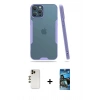 MARSİLYAN™- iPhone 12 Pro Max Kılıf Atlas Asil Serisi - Siyah 34D Izgaralı Cam + Shine Kamera Lens - GD
