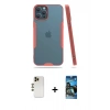 MARSİLYAN™- iPhone 12 Pro Max Kılıf Atlas Asil Serisi - Siyah 34D Izgaralı Cam + Shine Kamera Lens - GD