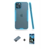 MARSİLYAN™- iPhone 12 Pro Max Kılıf Atlas Asil Serisi - Siyah 34D Izgaralı Cam + Shine Kamera Lens Koruma Cam - SH
