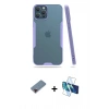 MARSİLYAN™- iPhone 12 Pro Max Kılıf Atlas Asil Serisi - Siyah 3D Antistatik Cam Ekran Koruyucu + Metal Kamera Lens Koruma Cam - KI