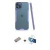 MARSİLYAN™- iPhone 12 Pro Max Kılıf Atlas Asil Serisi - Siyah 3D Antistatik Cam Ekran Koruyucu + Shine Kamera Lens Koruma Cam - SABE