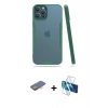 MARSİLYAN™- iPhone 12 Pro Max Kılıf Atlas Asil Serisi - Siyah 3D Antistatik Cam Ekran Koruyucu + Renkli Kamera Lens Koruma Cam - TU