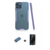 MARSİLYAN™- iPhone 12 Pro Max Kılıf Atlas Asil Serisi - Siyah 3D Antistatik Hayalet Cam Ekran Koruyucu + Shine Kamera Lens Koruma Cam - GD