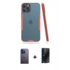 MARSİLYAN™- iPhone 12 Pro Max Kılıf Atlas Asil Serisi - Siyah 3D Antistatik Hayalet Cam Ekran Koruyucu + Neon Fosforlu Kamera Lens - MI