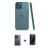 MARSİLYAN™- iPhone 12 Pro Max Kılıf Atlas Asil Serisi - Siyah 3D Antistatik Hayalet Cam Ekran Koruyucu + Neon Fosforlu Kamera Lens - MI