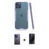 MARSİLYAN™- iPhone 12 Pro Max Kılıf Atlas Asil Serisi - Siyah 3D Antistatik Hayalet Cam Ekran Koruyucu + Neon Fosforlu Kamera Lens - MI