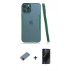 MARSİLYAN™- iPhone 12 Pro Max Kılıf Atlas Asil Serisi - Siyah 3D Antistatik Hayalet Cam Ekran Koruyucu + Shine Kamera Lens Koruma Cam - SH
