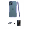MARSİLYAN™- iPhone 12 Pro Max Kılıf Atlas Asil Serisi - Siyah 3D Antistatik Hayalet Cam Ekran Koruyucu + Renkli Kamera Lens Koruma Cam - SI
