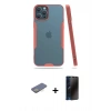 MARSİLYAN™- iPhone 12 Pro Max Kılıf Atlas Asil Serisi - Siyah 3D Antistatik Hayalet Cam Ekran Koruyucu + Renkli Kamera Lens Koruma Cam - SI