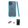 MARSİLYAN™- iPhone 12 Pro Max Kılıf Atlas Asil Serisi - Siyah 3D Antistatik Hayalet Cam Ekran Koruyucu + Renkli Kamera Lens Koruma Cam - SI