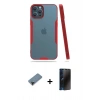 MARSİLYAN™- iPhone 12 Pro Max Kılıf Atlas Asil Serisi - Siyah 3D Antistatik Hayalet Cam Ekran Koruyucu + Shine Kamera Lens Koruma Cam - SH